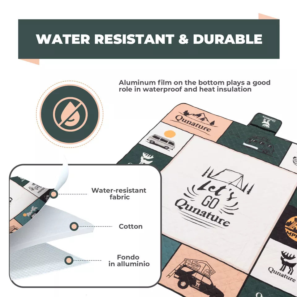 Qunature piknikpeitto 200x200cm retkeilypeitto piknikmatto ulkona vedenpitävä