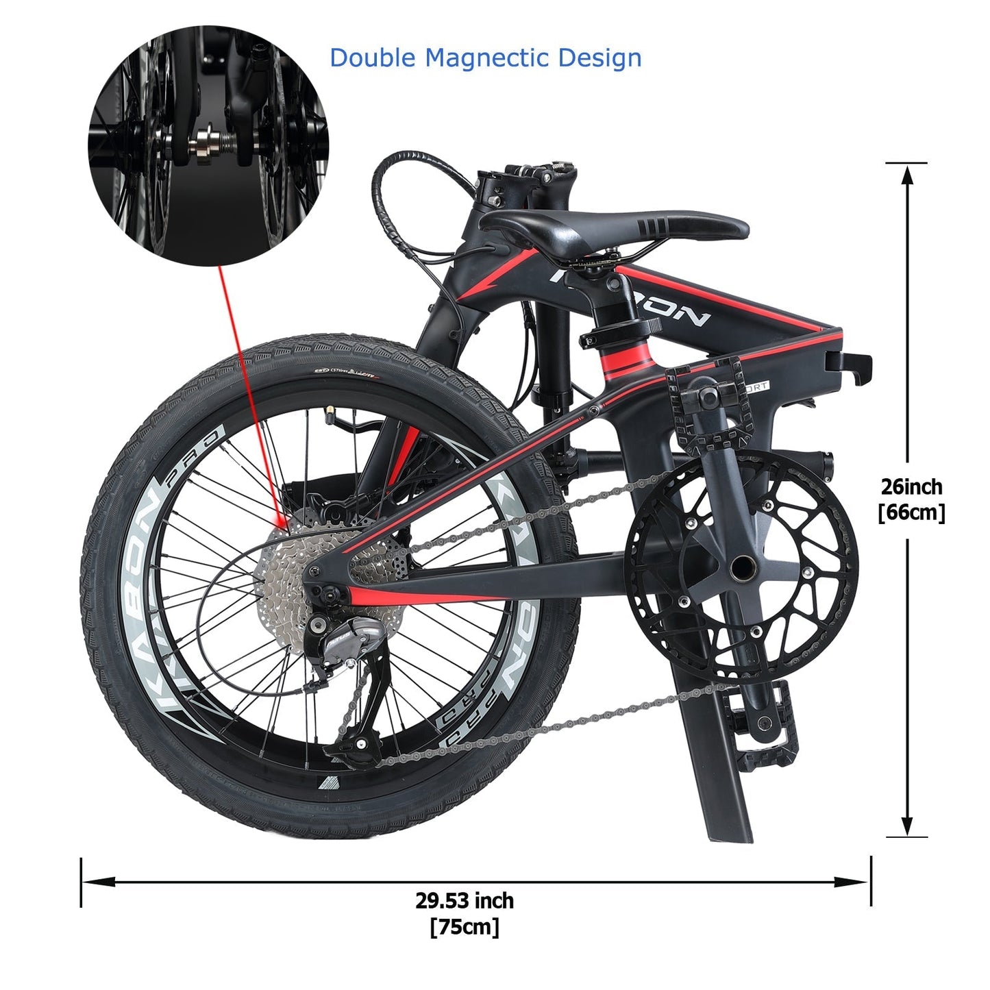 KABON City taittuva pyörä hiilikuitu Shimano Altus 9S 20 tuumaa hiilipyörillä