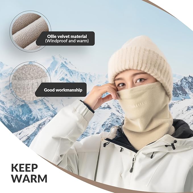 Qunature Winter Neck Warmer Ski Tube huivi Fleece Paksu Tuulenpitävä Hengittävä Thermal Neck Kaulahuivi Naisten ja Miesten Ulkourheilu Hiihto Juoksu Pyöräily Lumilautailu