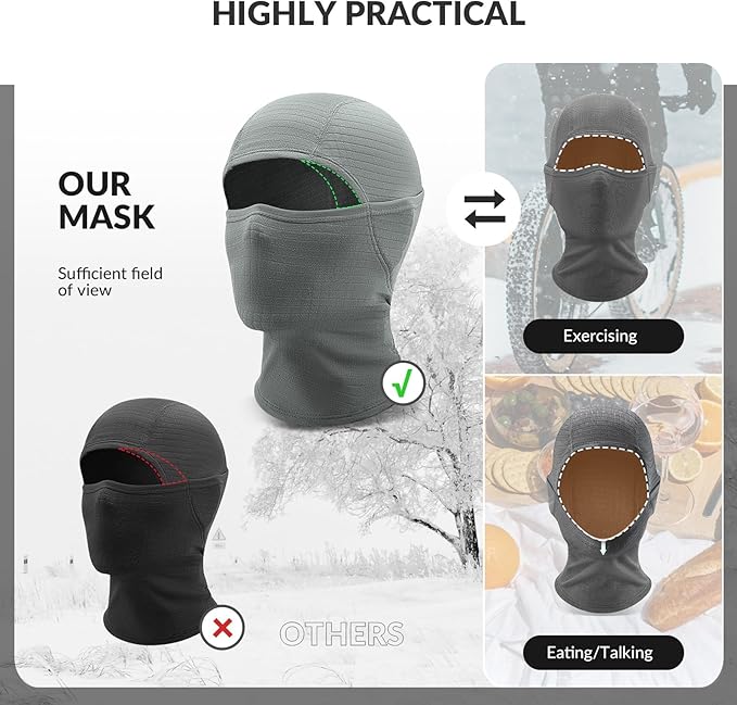 Qunature Balaclava Talvi Ski Mask Balaclava Ski Moottoripyörä Naamari Naisten/Miesten lämmin Tuulenpitävä Hengittävä Balaclava ulkourheiluun Hiihto Lumilautailu Pyöräily