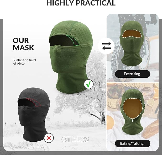 Qunature Balaclava Talvi Ski Mask Balaclava Ski Moottoripyörä Naamari Naisten/Miesten lämmin Tuulenpitävä Hengittävä Balaclava ulkourheiluun Hiihto Lumilautailu Pyöräily