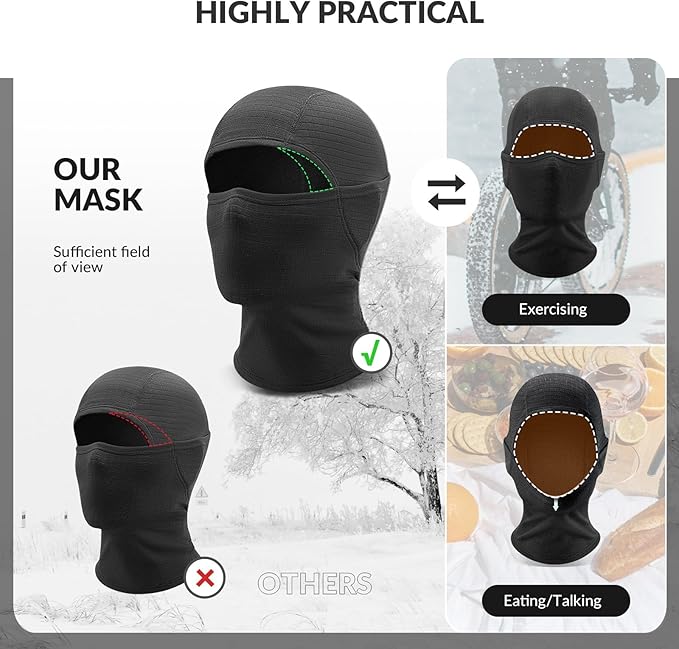 Qunature Balaclava Talvi Ski Mask Balaclava Ski Moottoripyörä Naamari Naisten/Miesten lämmin Tuulenpitävä Hengittävä Balaclava ulkourheiluun Hiihto Lumilautailu Pyöräily