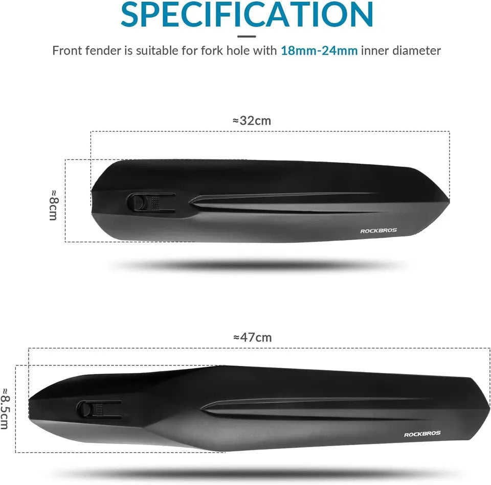 ROCKBROS polkupyörän lokasuojasarja edessä + takana polkupyörän lokasuoja 22-24 tuuman MTB:lle