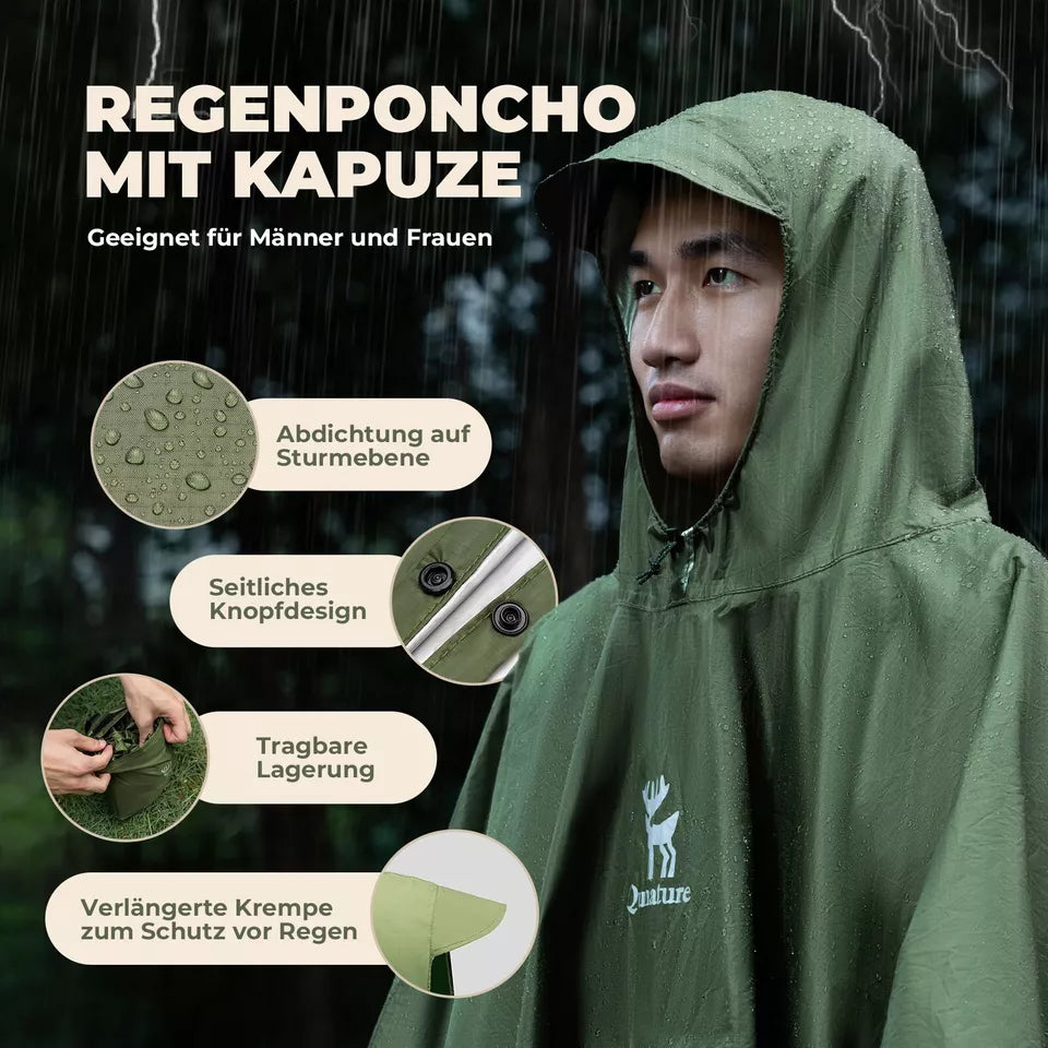 Qunature Outdoors Monitoiminen Rain Poncho Polkupyörä Rain Cape Rain Poncho