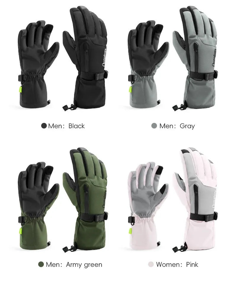 Qunature Gloves Winter Ski/Snow Gloves Tuulenpitävät polkupyörälle/moottoripyörälle XS-XL