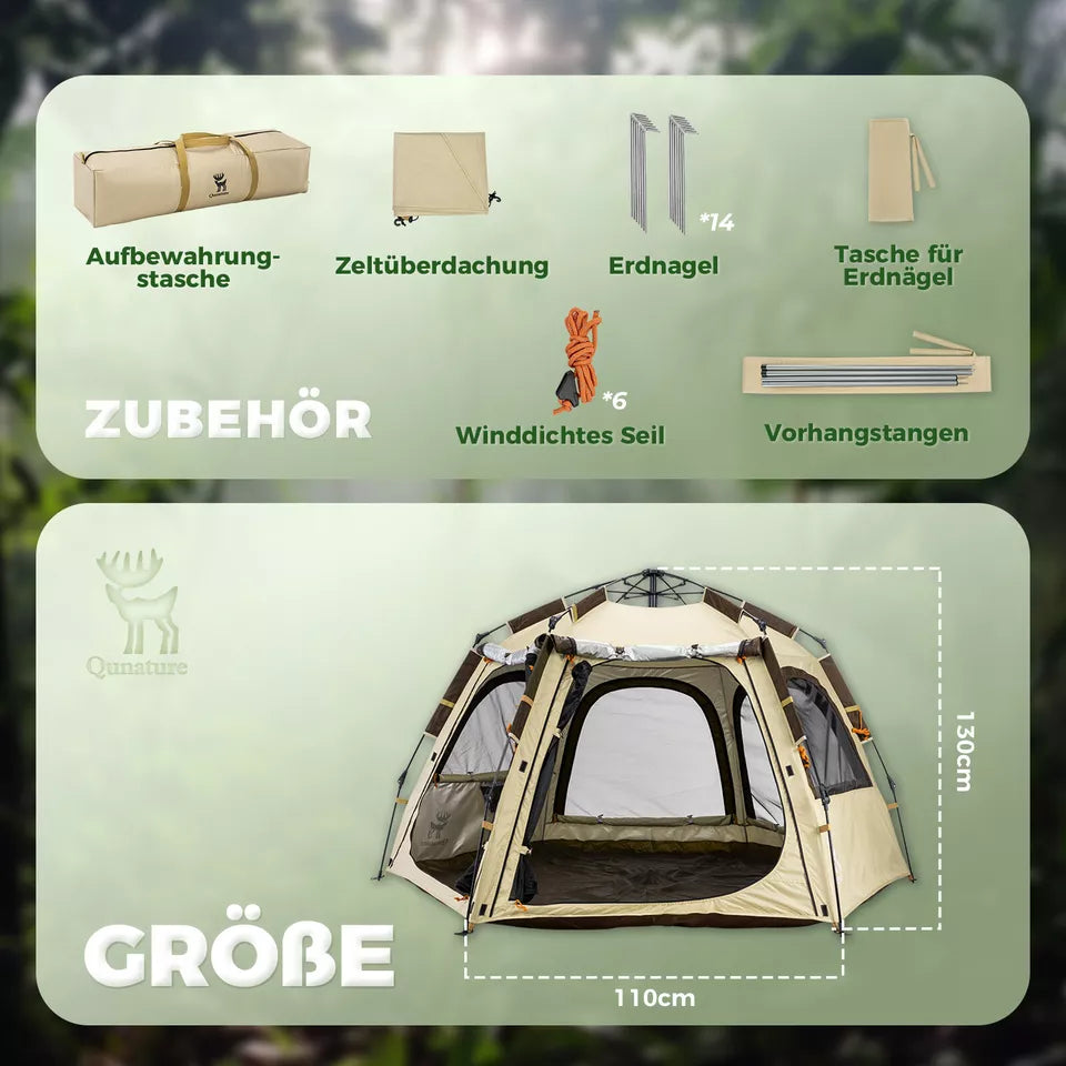 Qunature Camping Teltta 2-4 hengen Pop-Up Teltta Dome Teltta Leirintäteltta Vedenpitävä