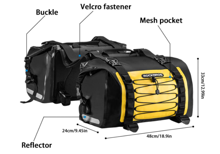 ROCKBROS AS-010 Moottoripyörälaukku Double Satulalaukut Vedenpitävä Ca.62L