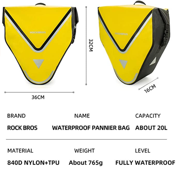 ROCKBROS AS-001-3Y Pannialuslaukku 20L keltainen/musta kultainen