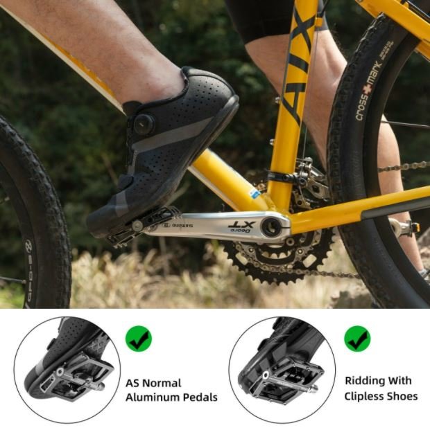 ROCKBROS Fahrradpedale Klickpedale Halb Platform mit SPD Pedale 9/16 Zoll Schwarz